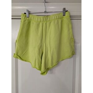 Aerie Womens Neon Lime Green French Terry Sweat Shorts High Waisted Small